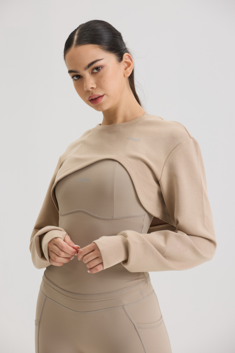 Asymmetric Cropped Cover in Lite Soft Sand