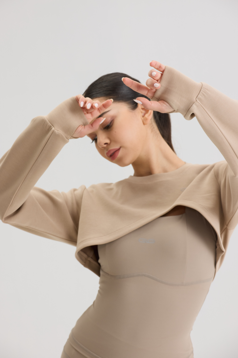 Asymmetric Cropped Cover in Lite Soft Sand