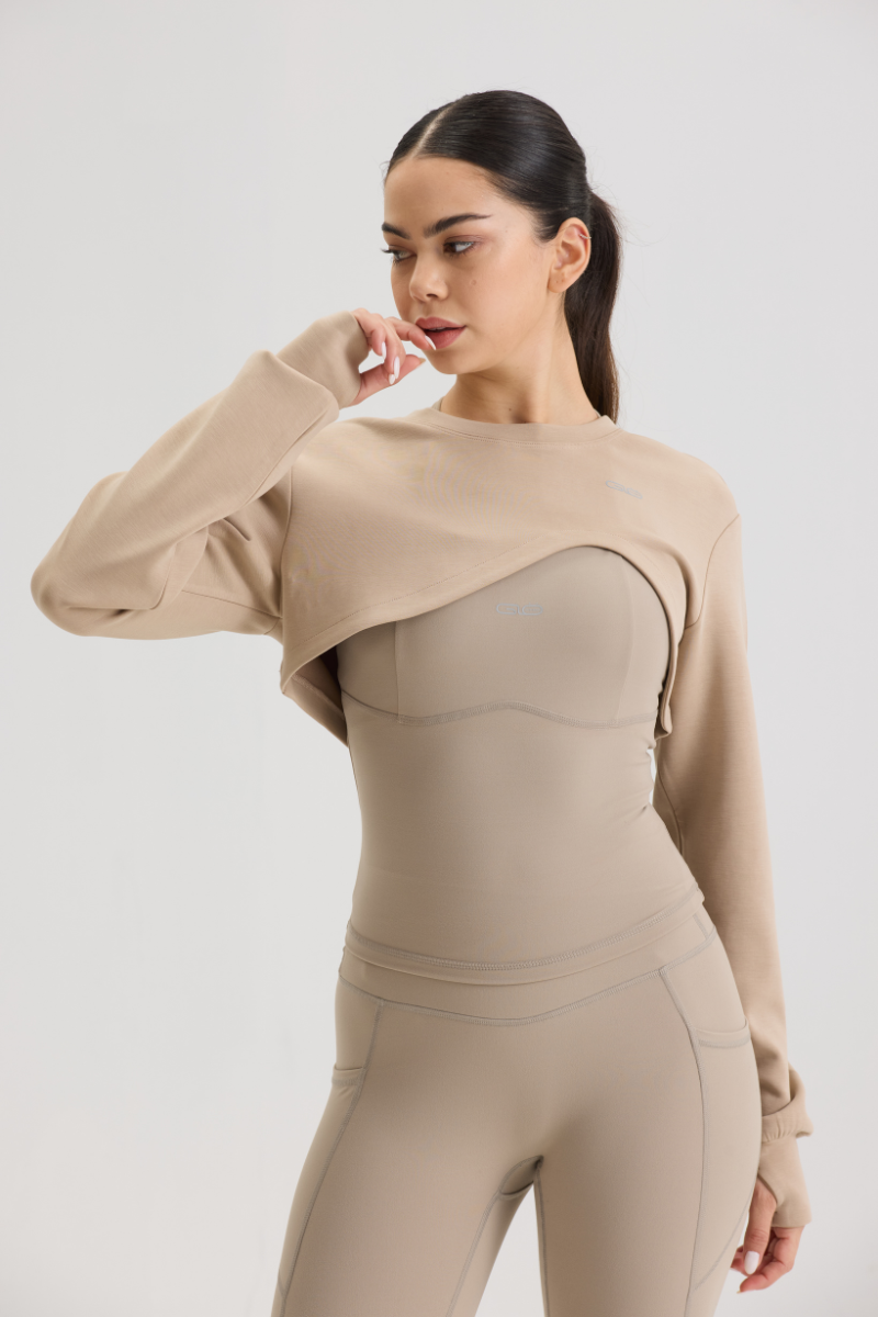 Asymmetric Cropped Cover in Lite Soft Sand