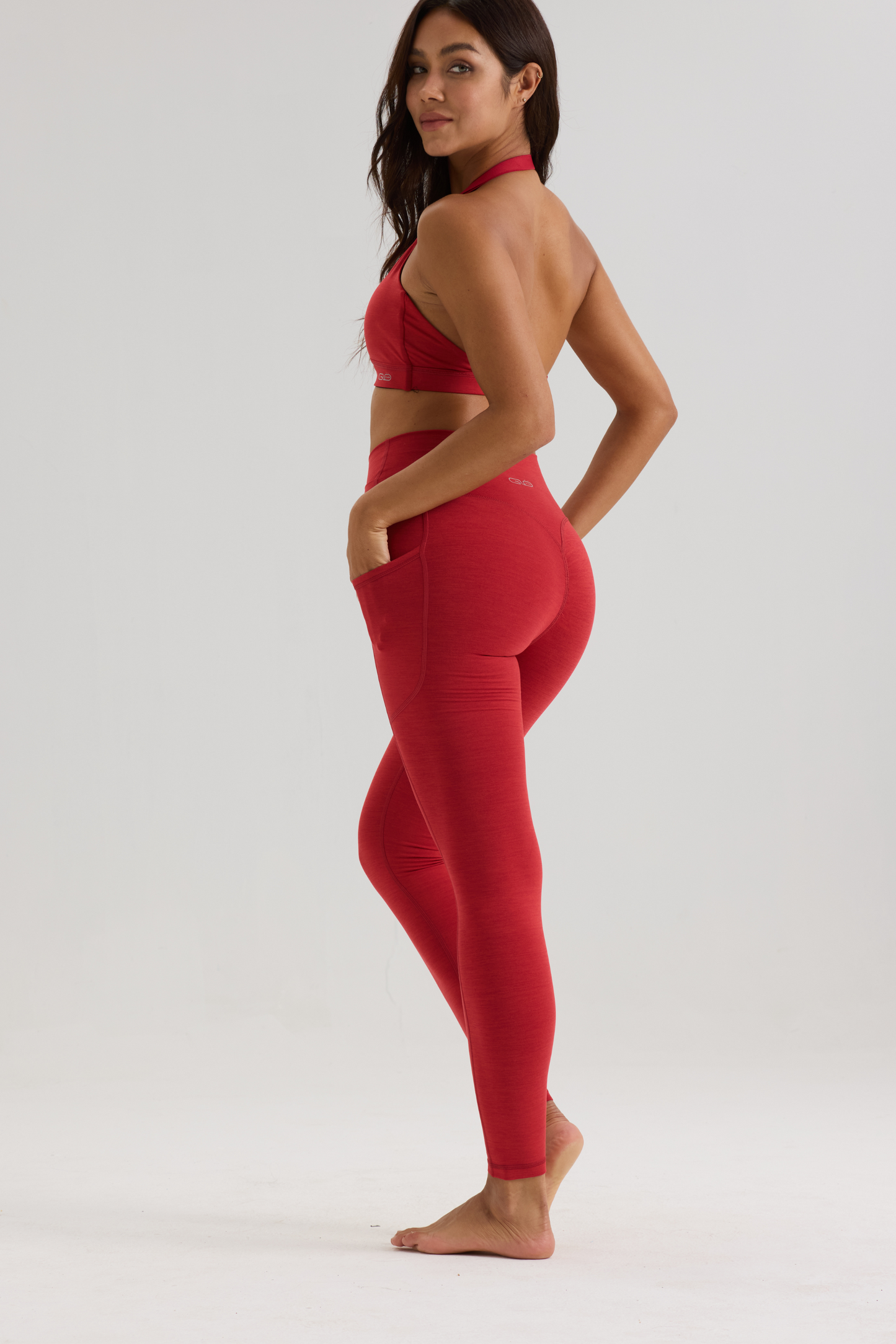 Bliss Cross Contour Legging in Ruby Red