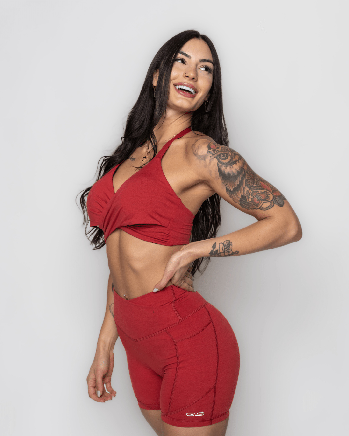 Bliss Cross 2 - way Sports Bra in Ruby Red - Inner Glö Apparel