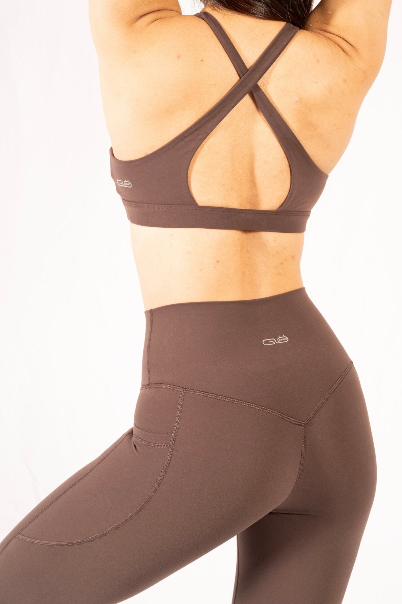 Butter High Neck Cross Sports Bra in Coffee - Inner Glö Apparel