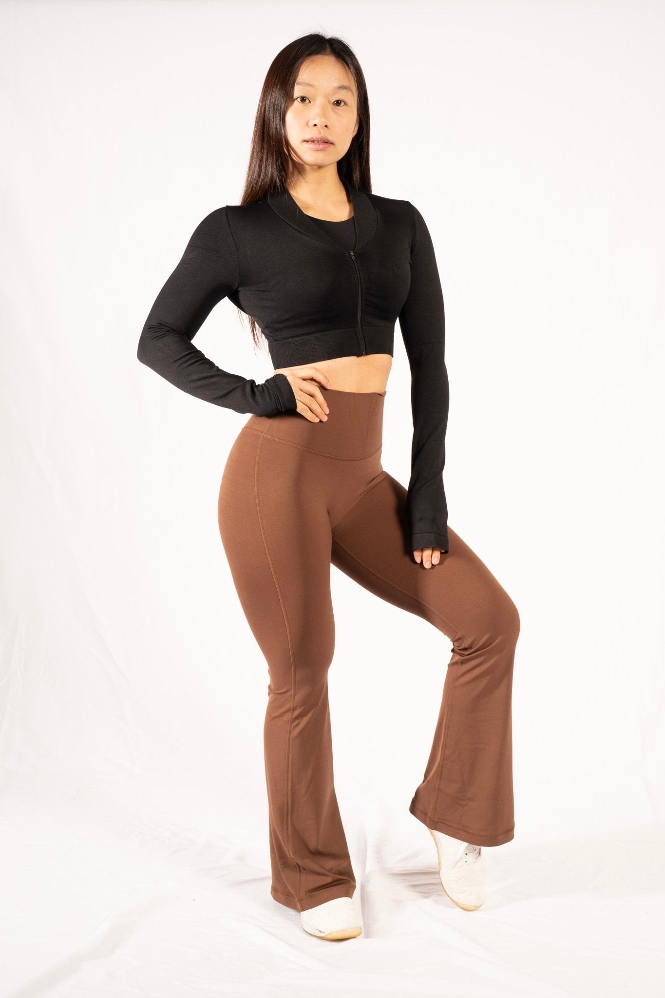 Butter High Rise Flare Pants in Mocha - Inner Glö Apparel