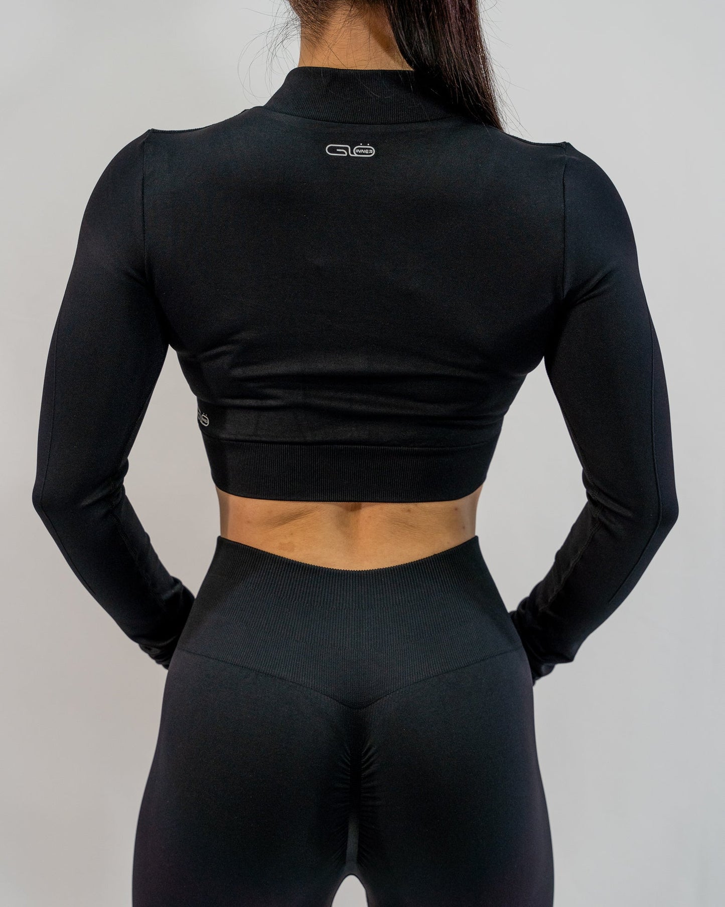 Glo Cropped Zipped Jacket in Black - Inner Glö Apparel