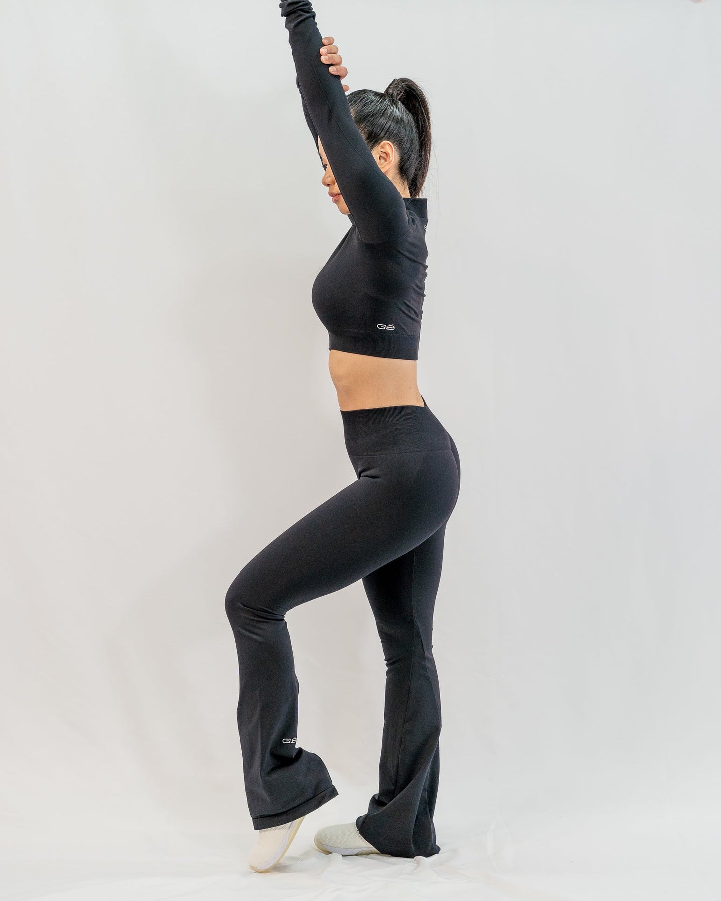 Glo Scrunch Flare Pants in Black - Inner Glö Apparel