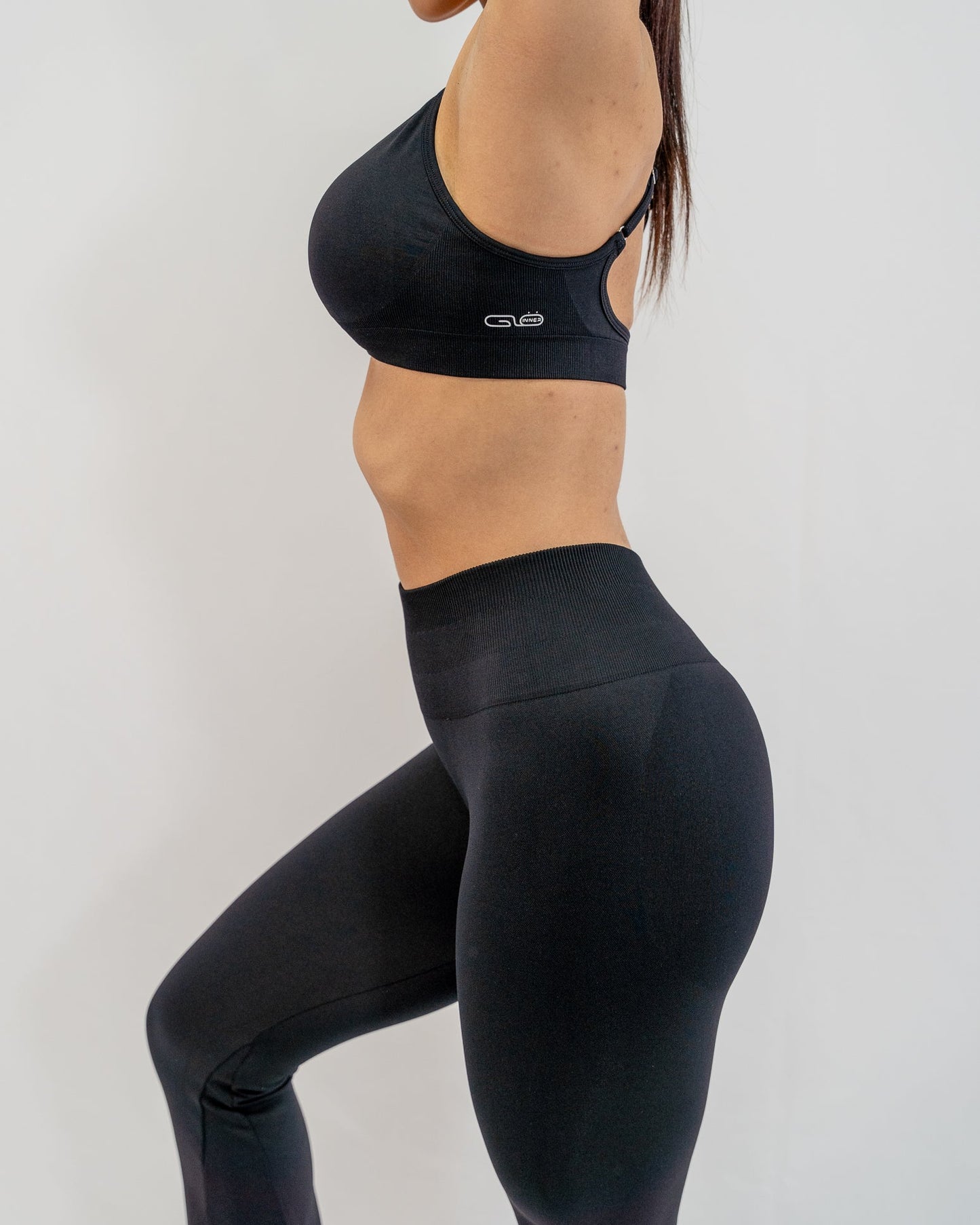 Glo V Cross Black Sports Bra in Black - Inner Glö Apparel