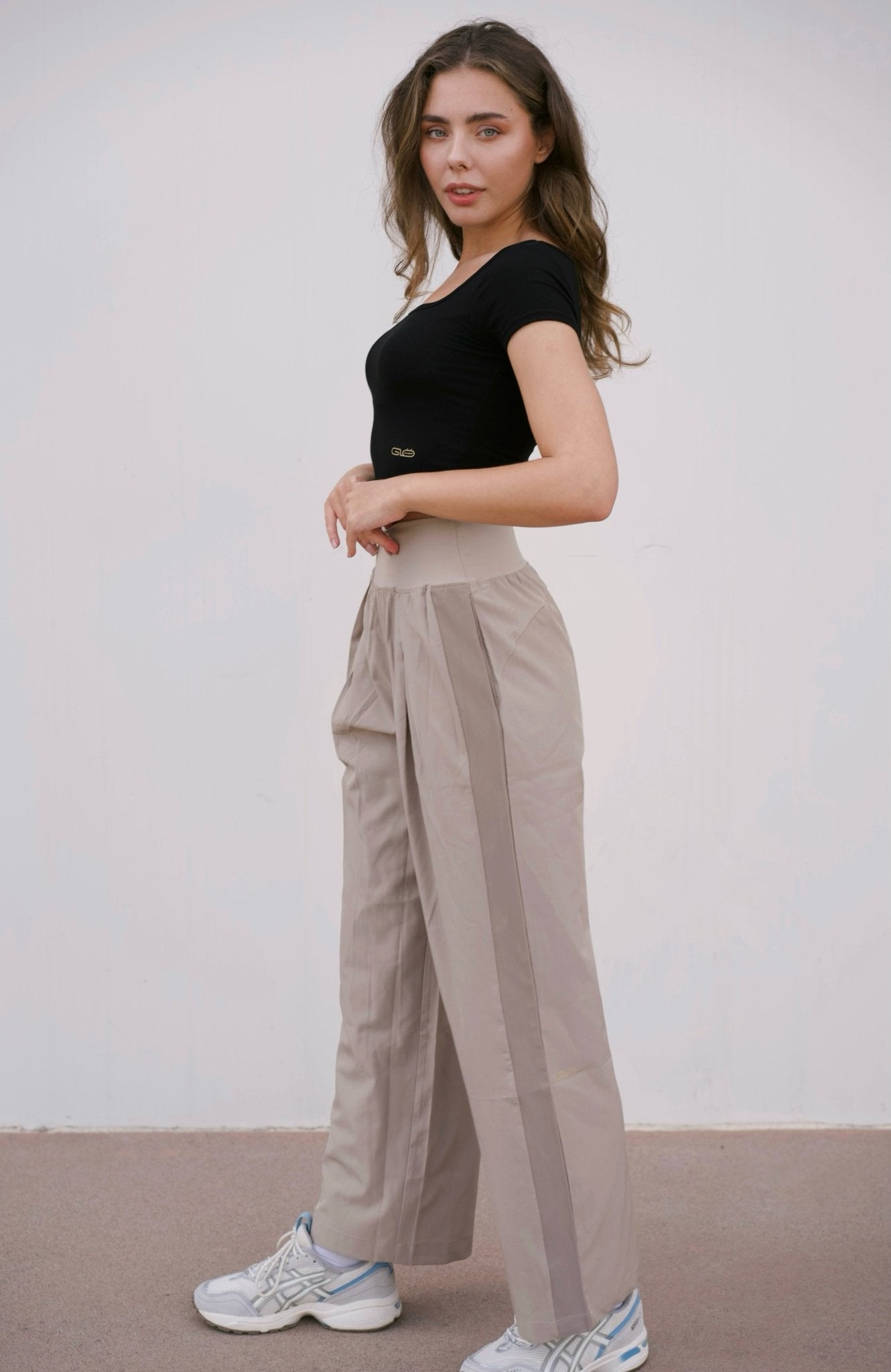High Rise Relaxed Pants in Cream - Inner Glö Apparel
