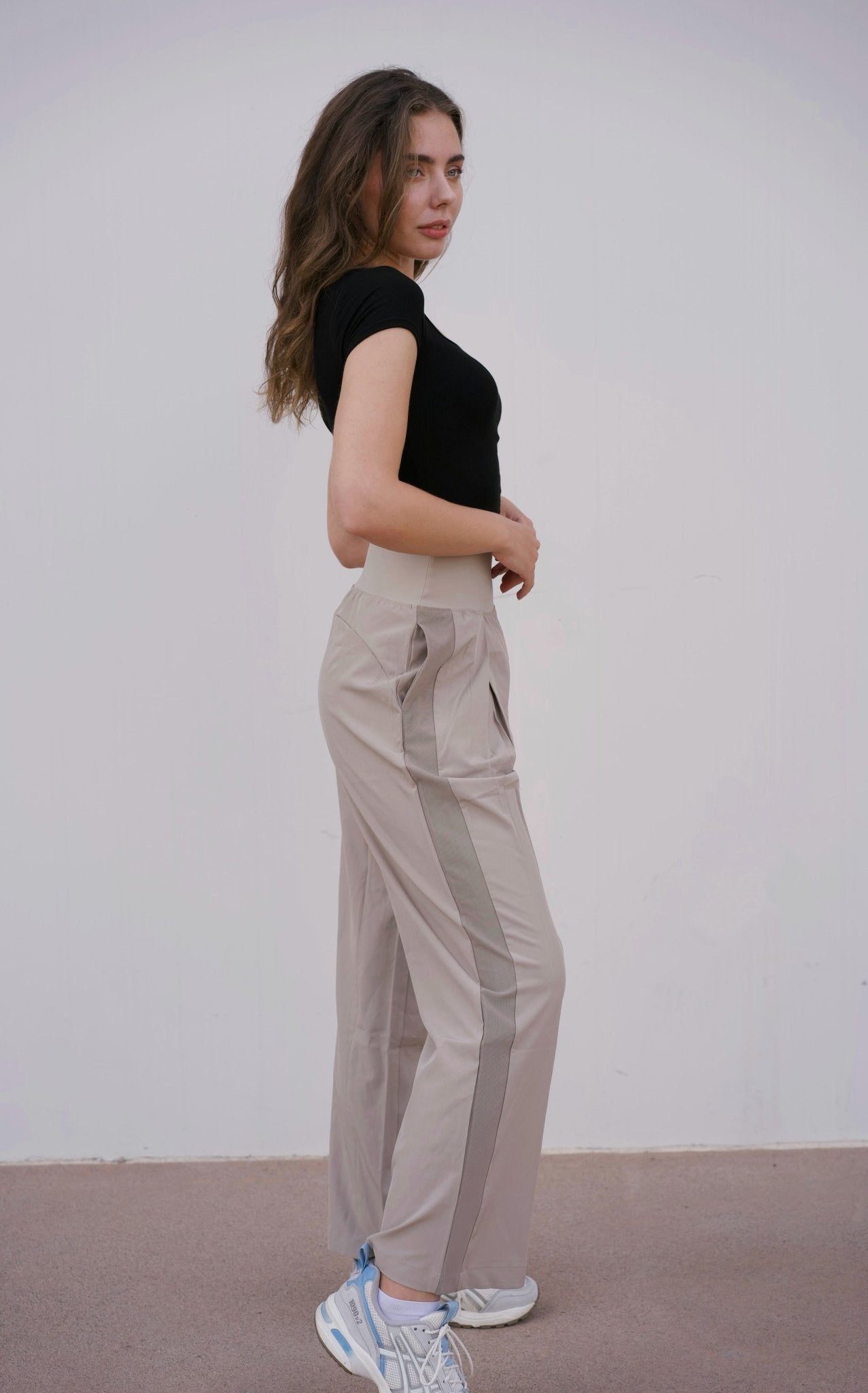 High Rise Relaxed Pants in Cream - Inner Glö Apparel