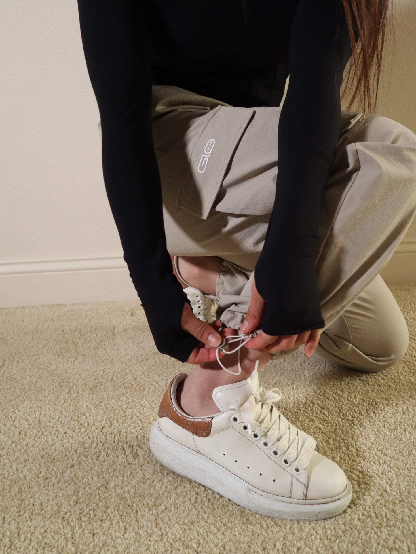 Oversized Cargo Pants in Cream - Inner Glö Apparel