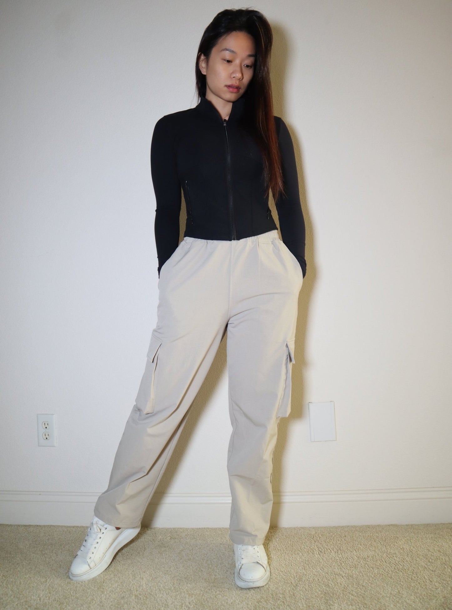 Oversized Cargo Pants in Cream - Inner Glö Apparel