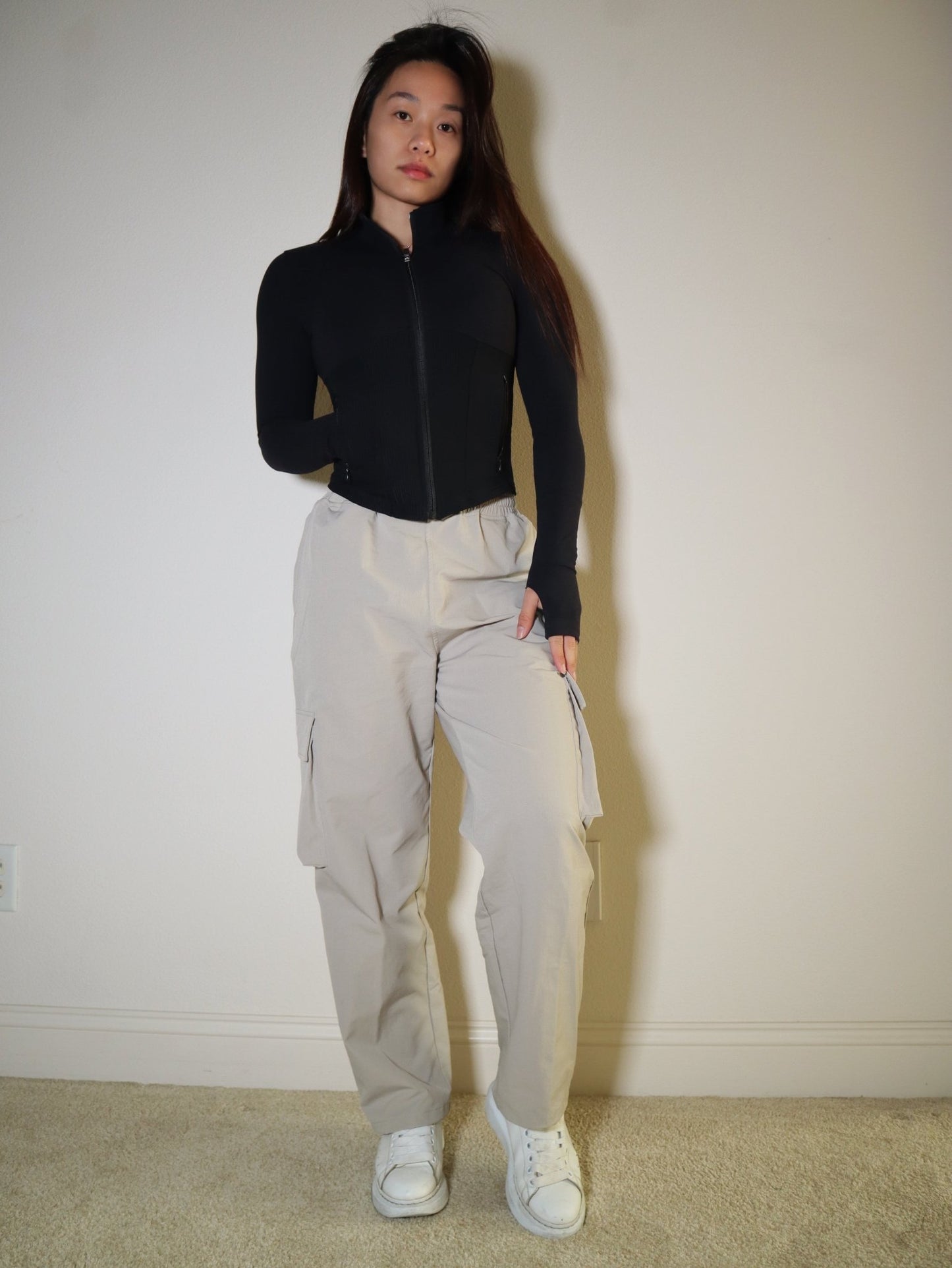 Oversized Cargo Pants in Cream - Inner Glö Apparel