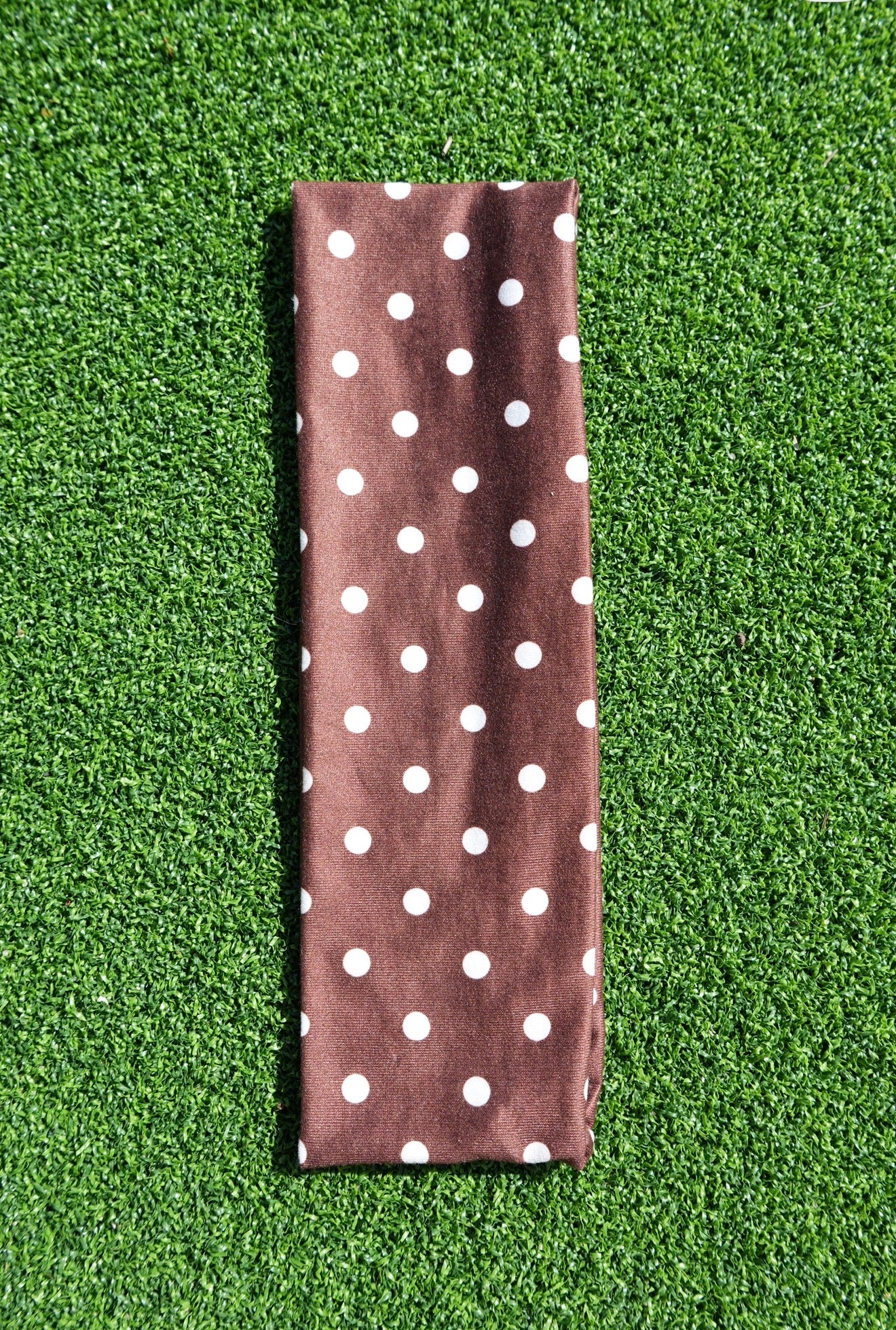 Polka Dot Headband in Chocolate with White Polka Dot