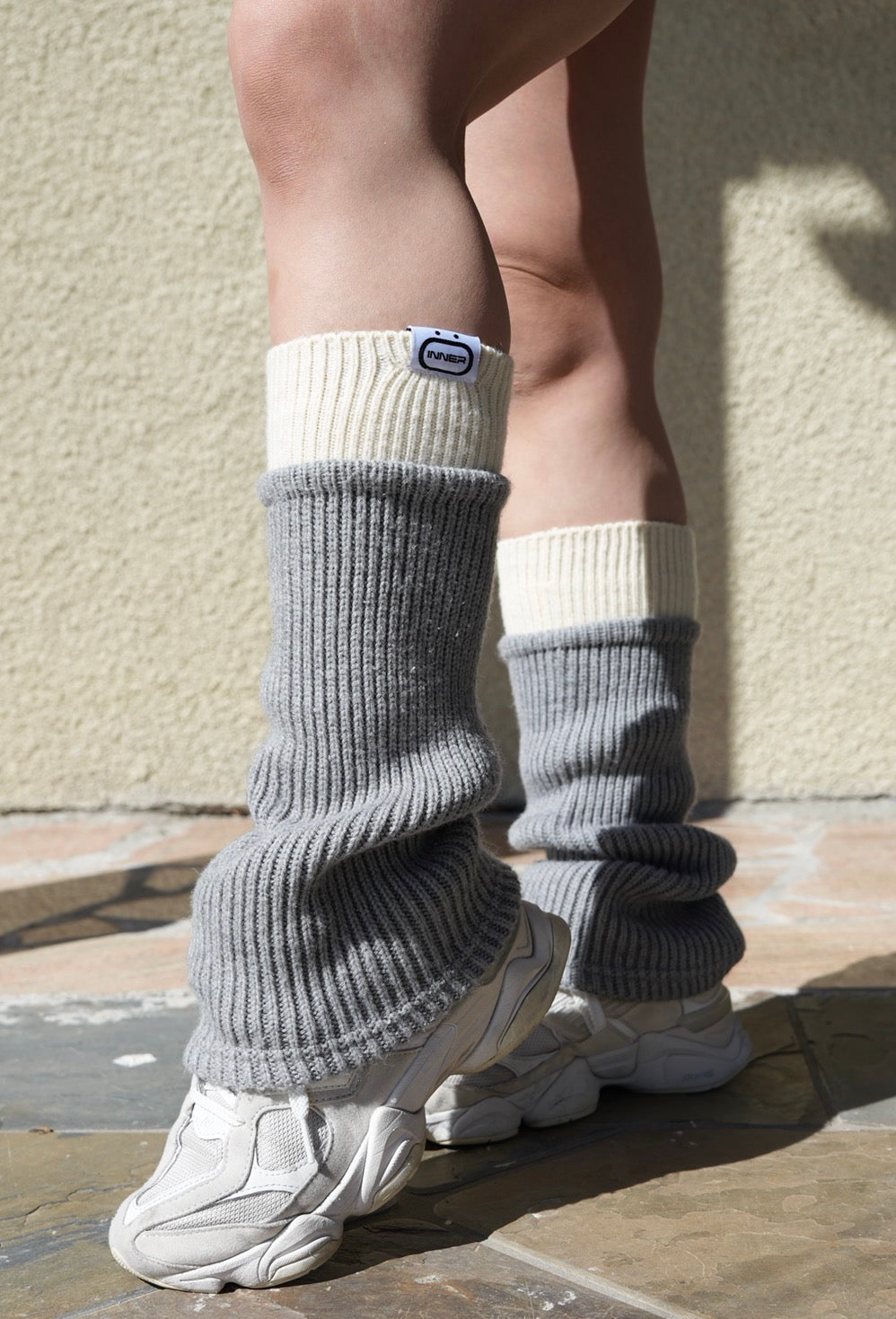Two Toned Leg Warmer in Vanilla Slate