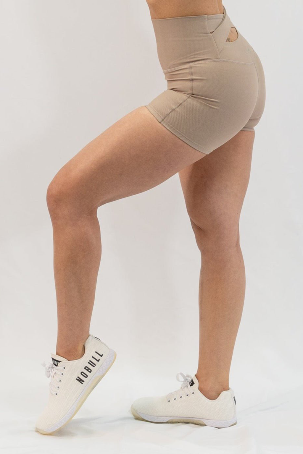 Ribbed Cross Back Shorts in Chai