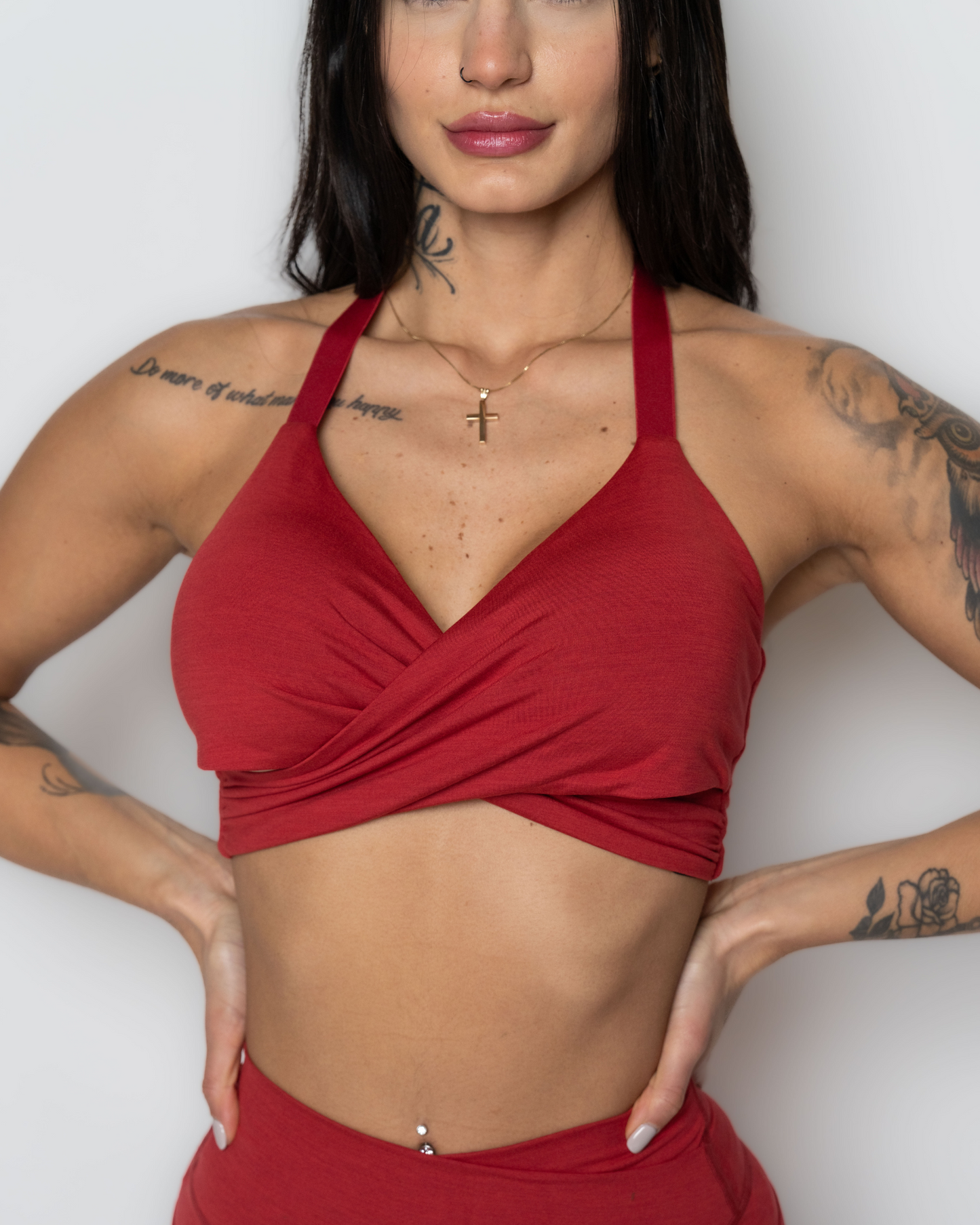 Bliss Cross 2-way Sports Bra in Ruby Red