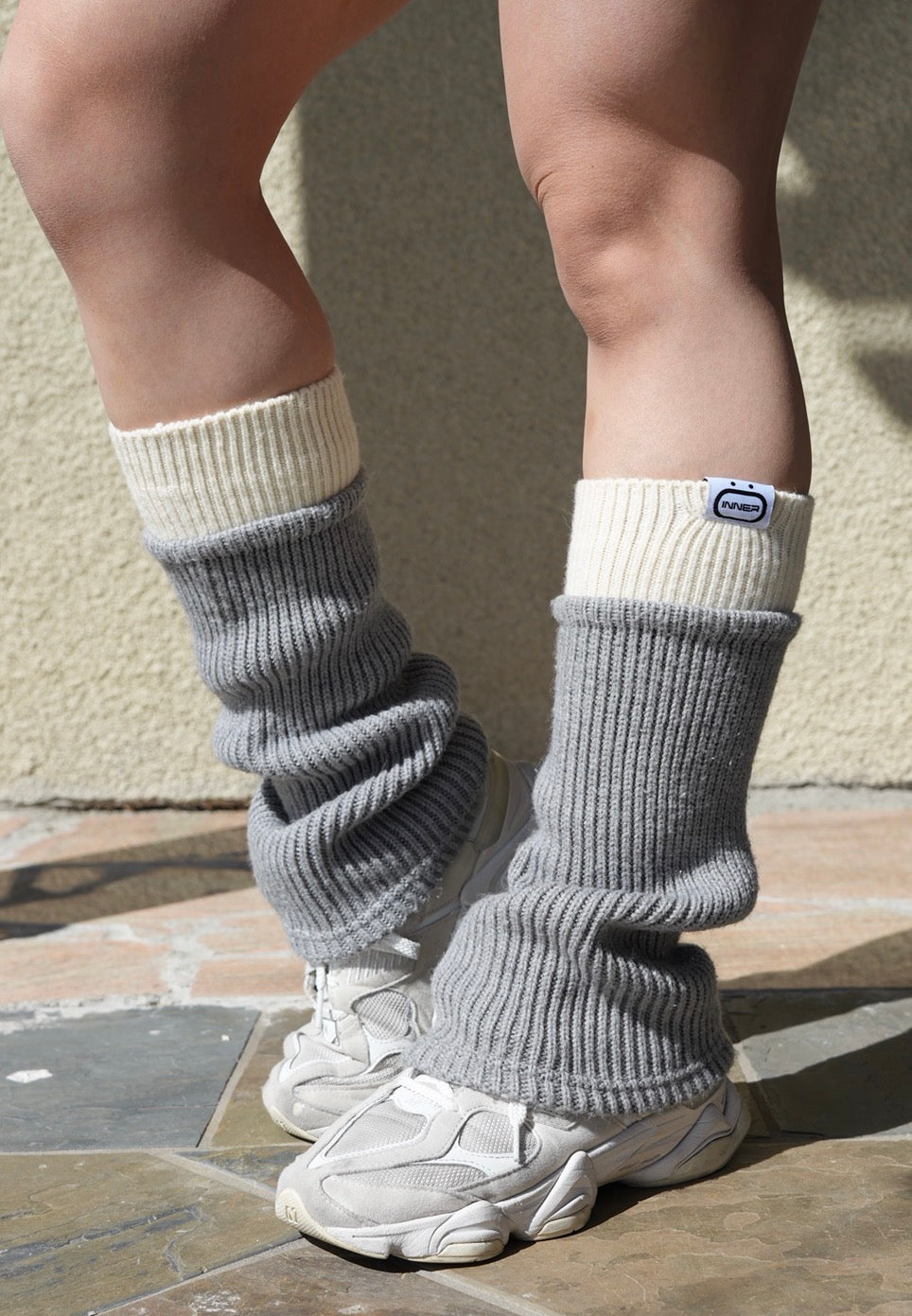 Two Toned Leg Warmer in Vanilla Slate