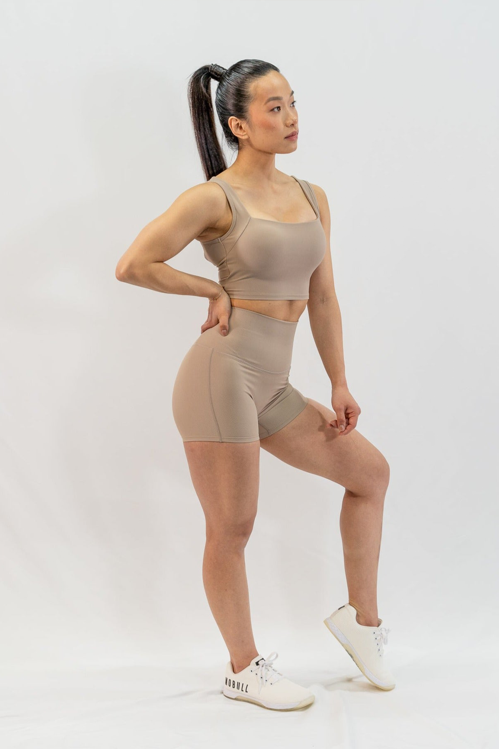 Ribbed Cross Back Shorts in Chai