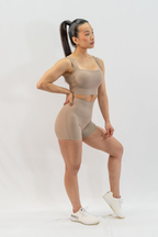 Ribbed Cross Back Shorts in Chai