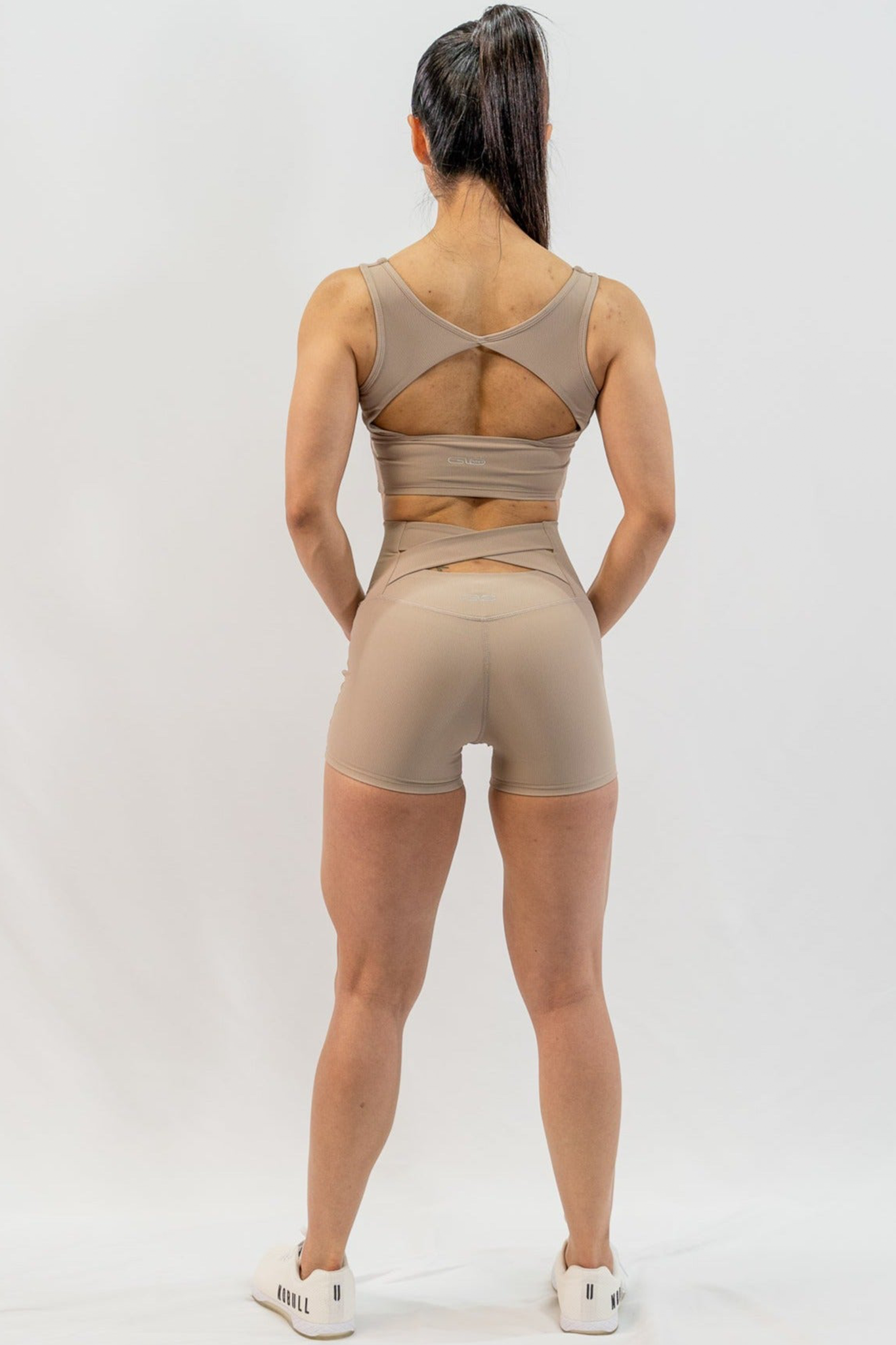 Ribbed Open Back Cropped Tank in Chai