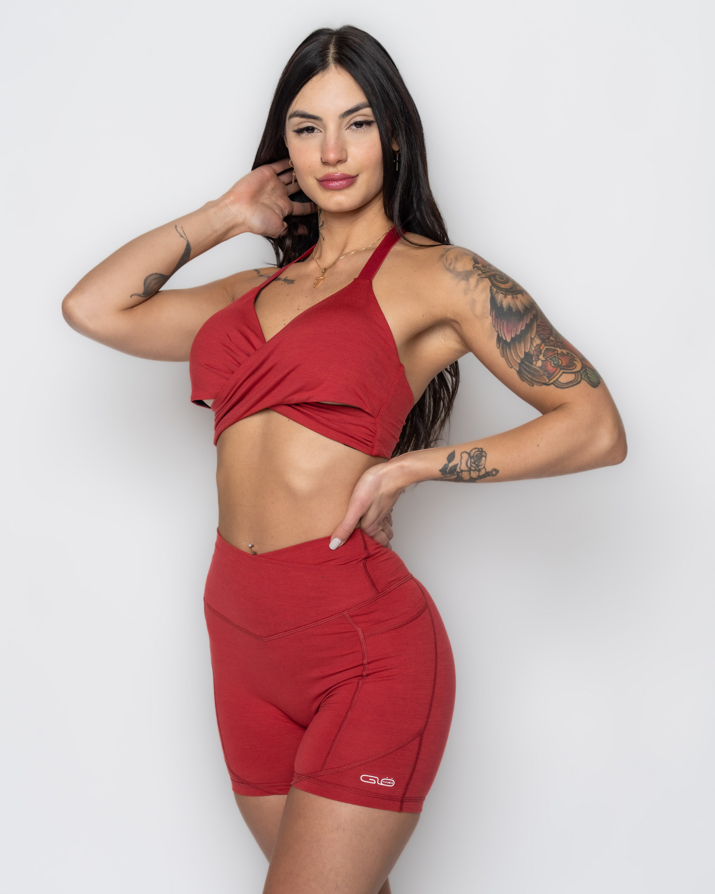 Bliss Cross 2-way Sports Bra in Ruby Red