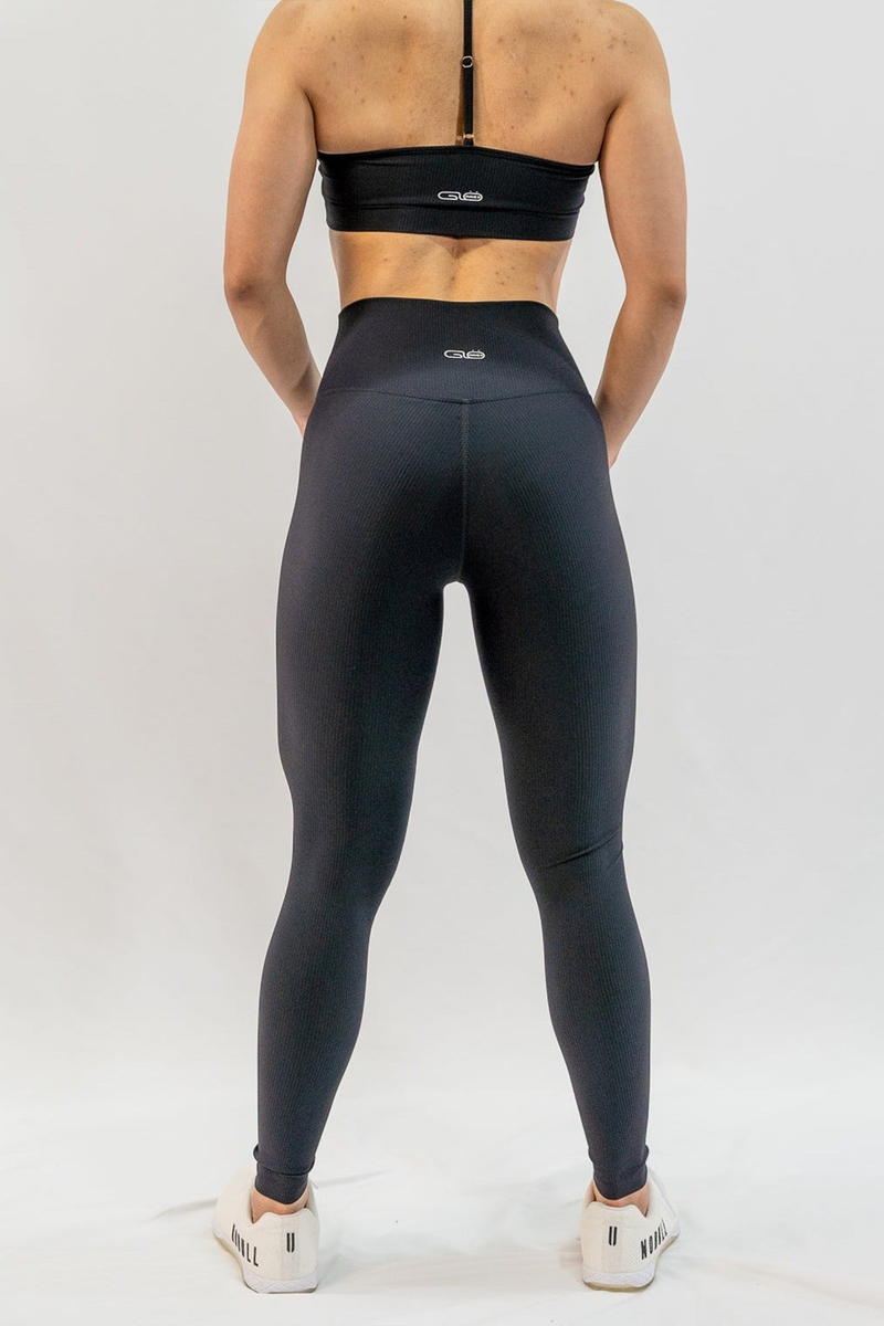 Ribbed Cross Legging in Black