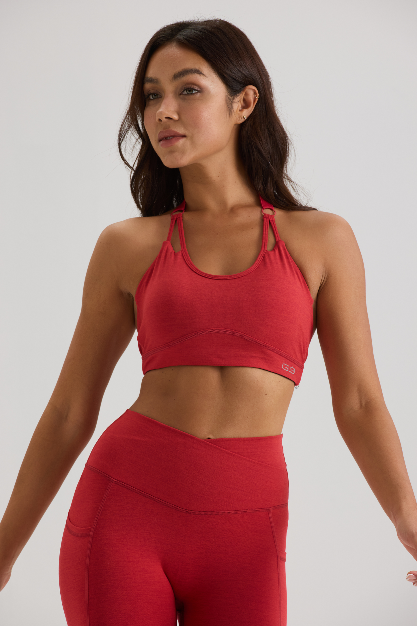 Aggressive Halter Sports Bra in Ruby Red