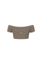 Short Sleeve Off Shoulder Crop in Dusty Pink