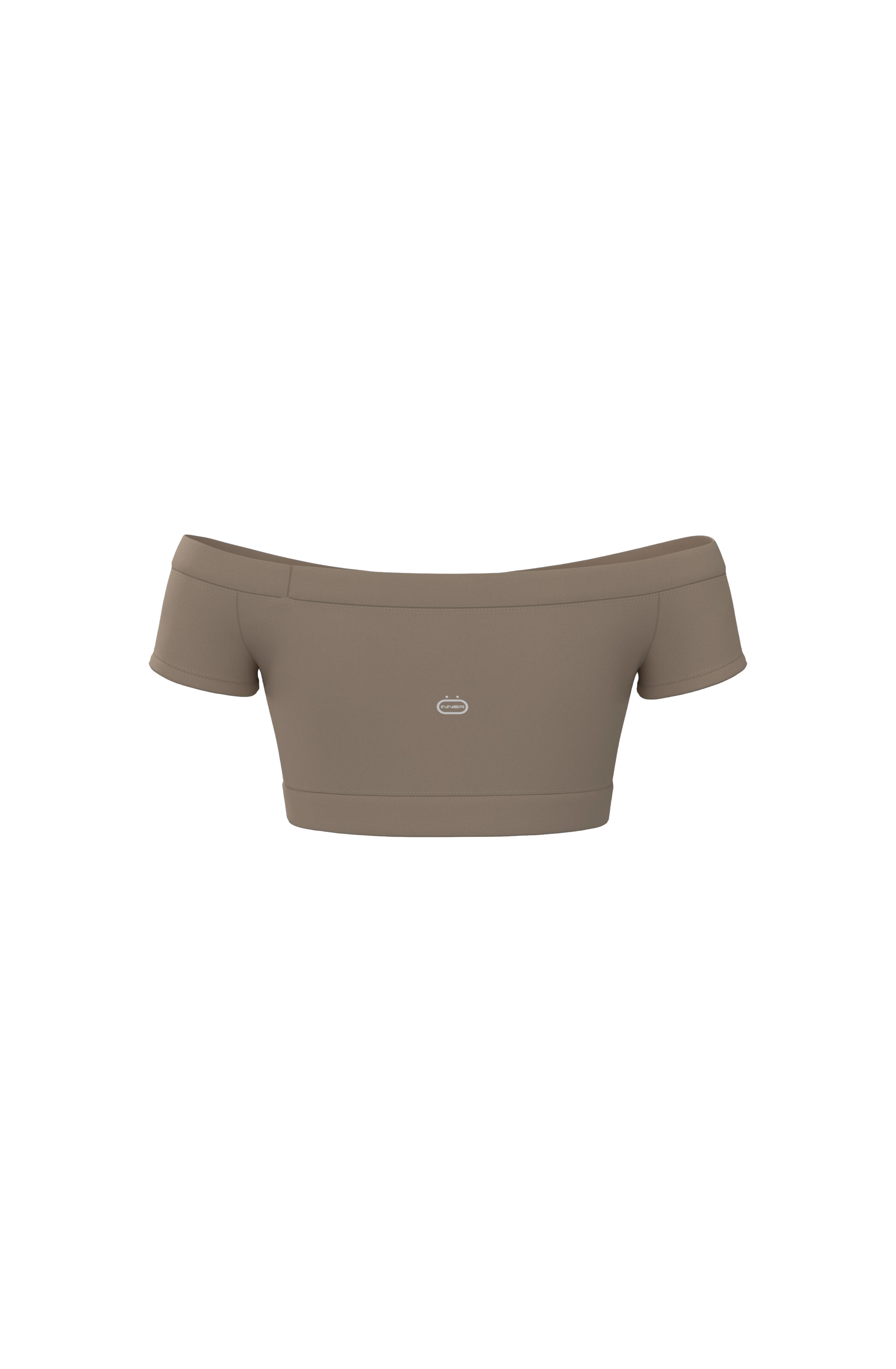 Short Sleeve Off Shoulder Crop in Dusty Pink