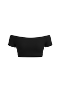 Short Sleeve Off Shoulder Crop in Black