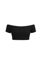 Short Sleeve Off Shoulder Crop in Black