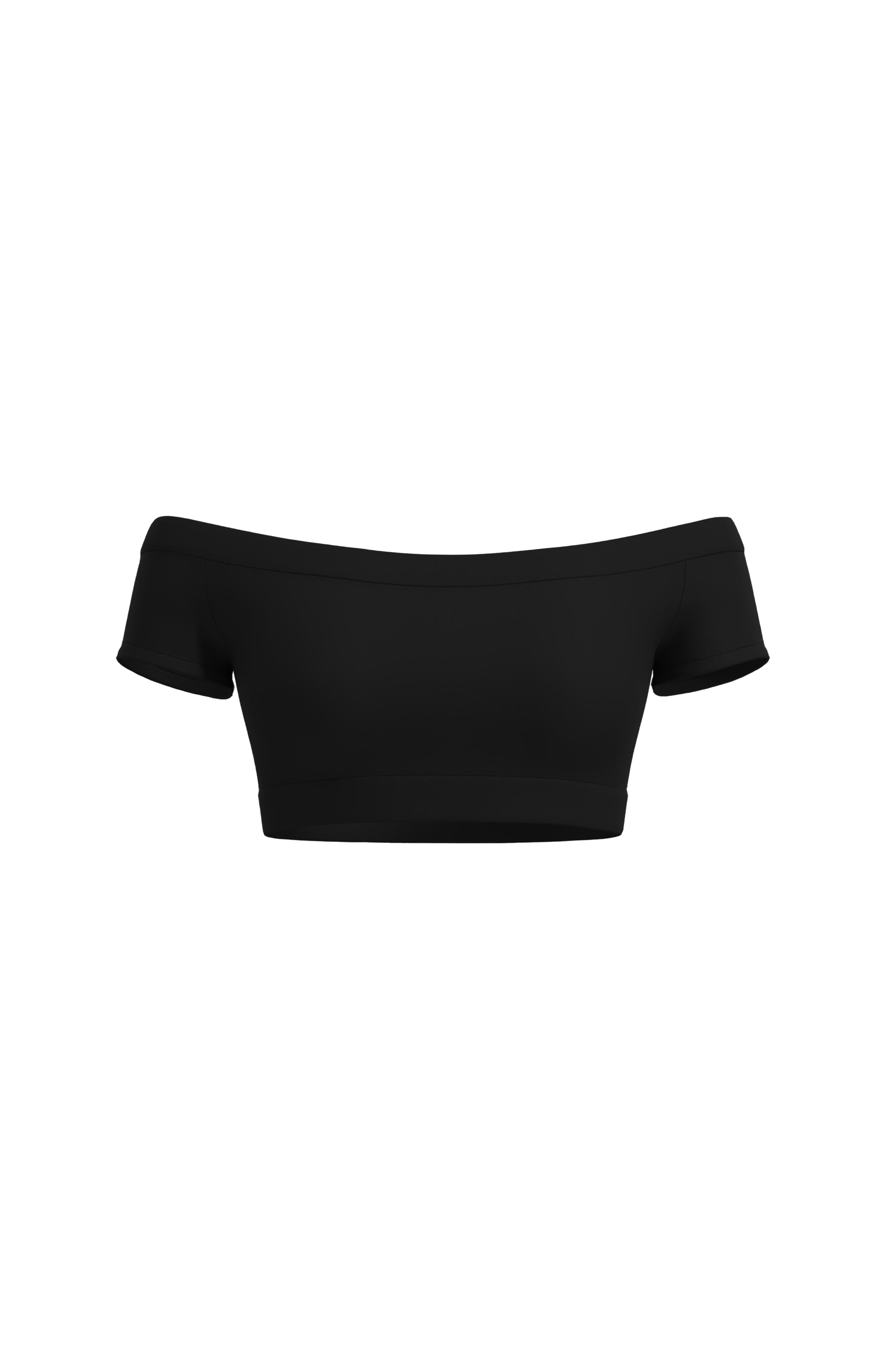 Short Sleeve Off Shoulder Crop in Black
