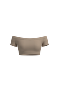 Short Sleeve Off Shoulder Crop in Dusty Pink