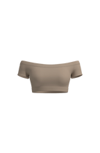 Short Sleeve Off Shoulder Crop in Dusty Pink