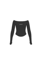 Ribbed Off Shoulder Long Sleeve in Black