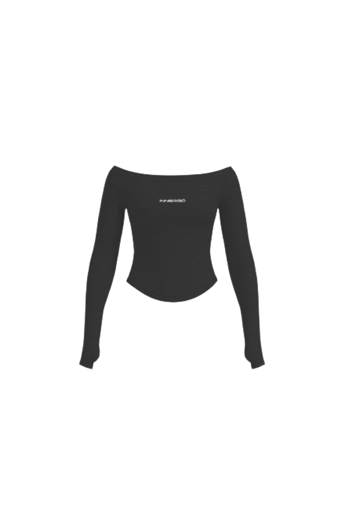 Ribbed Off Shoulder Long Sleeve in Black
