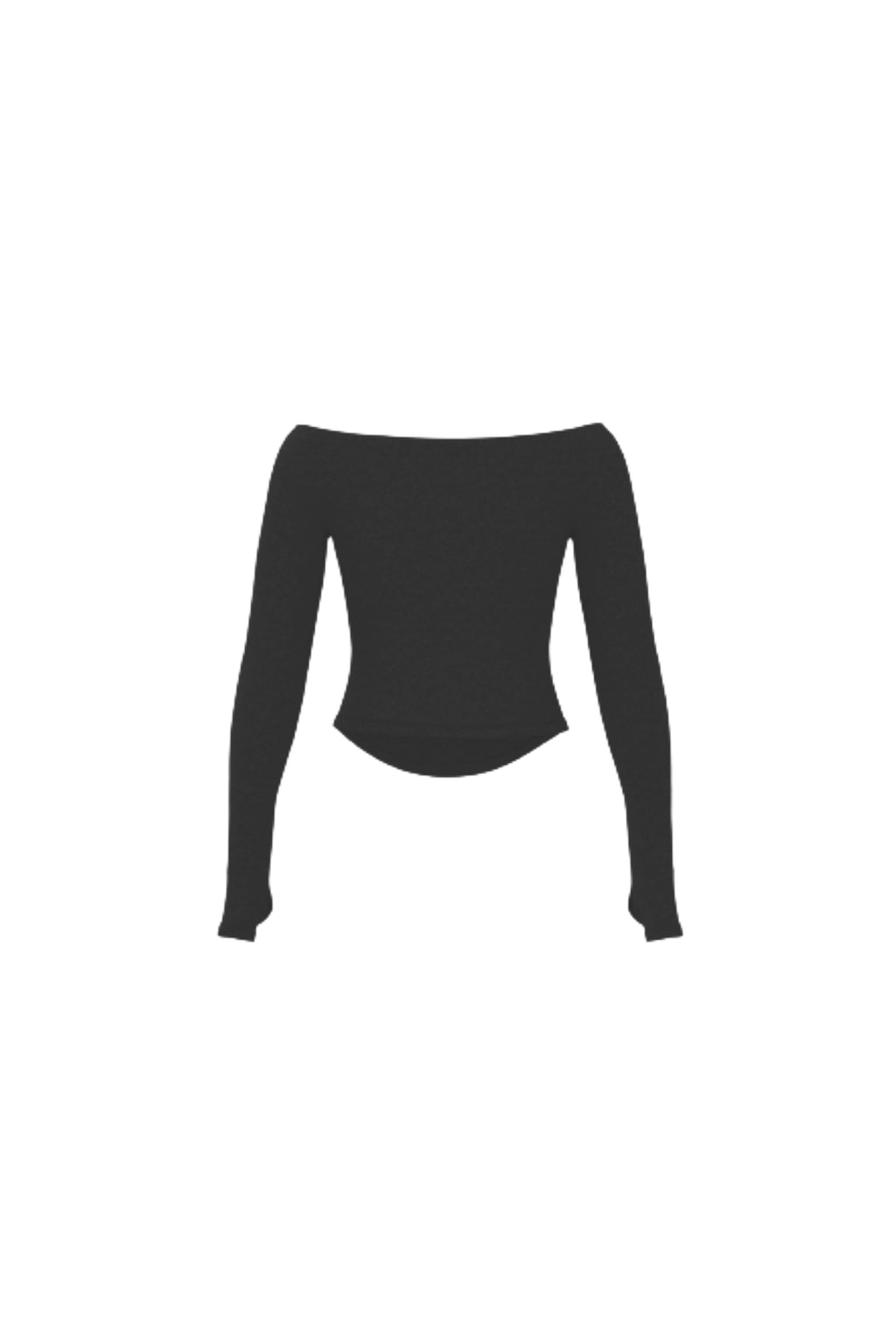 Ribbed Off Shoulder Long Sleeve in Black