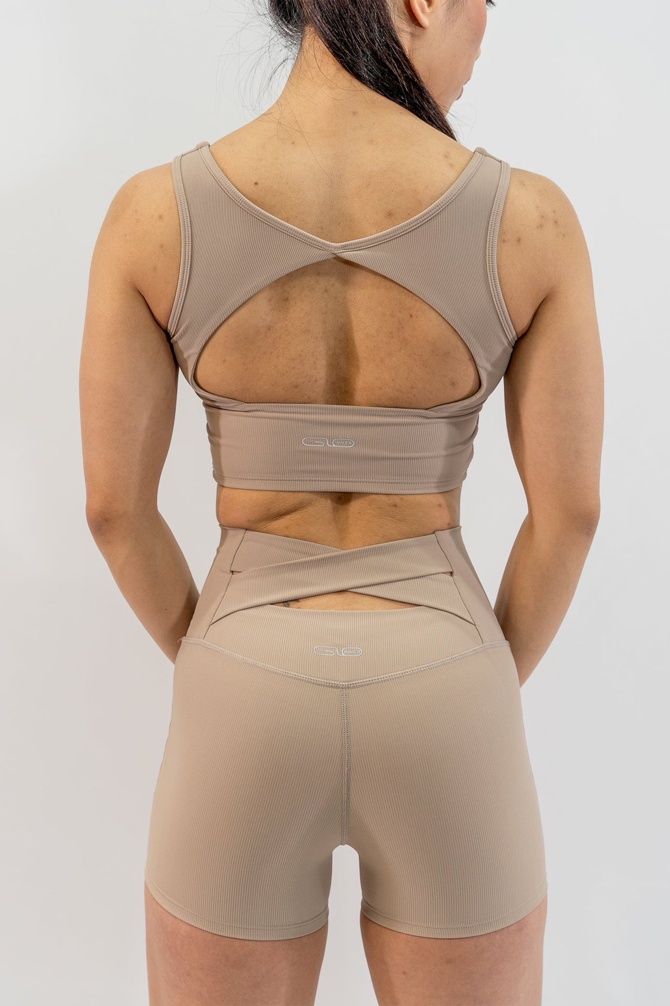 Ribbed Open Back Cropped Tank in Chai