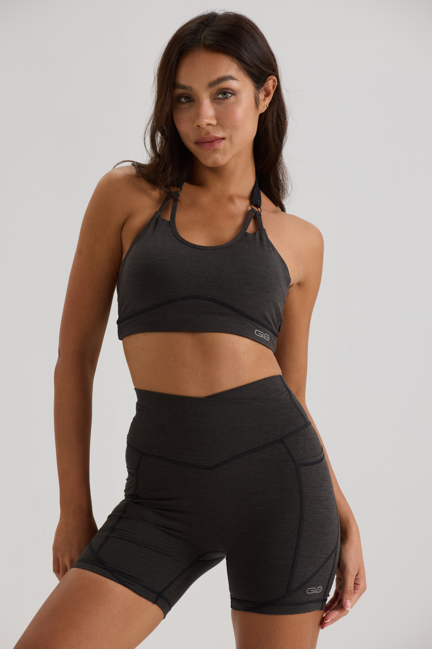 Aggressive Halter Sports Bra in Black