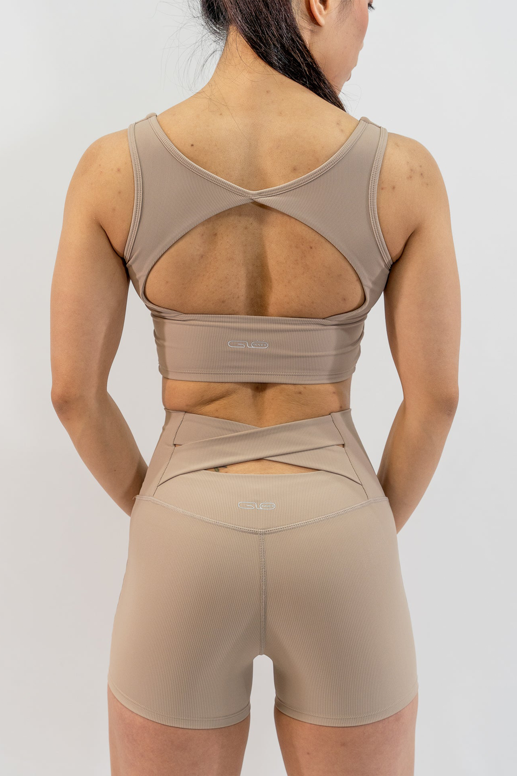Ribbed Cross Back Shorts in Chai