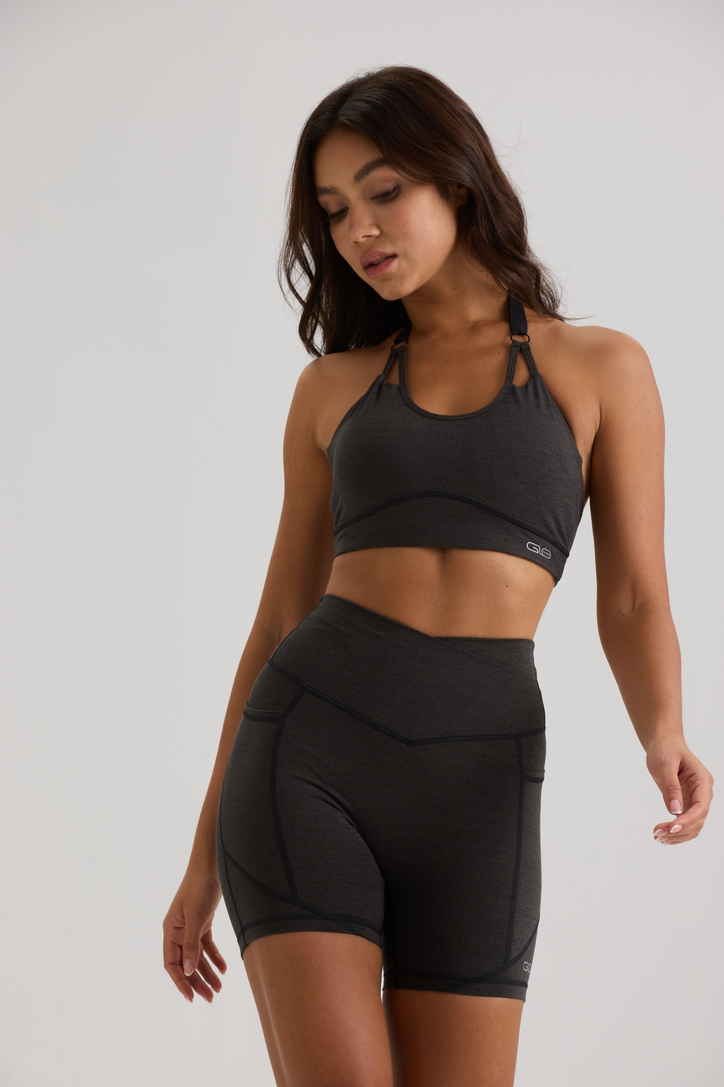 Aggressive Halter Sports Bra in Black