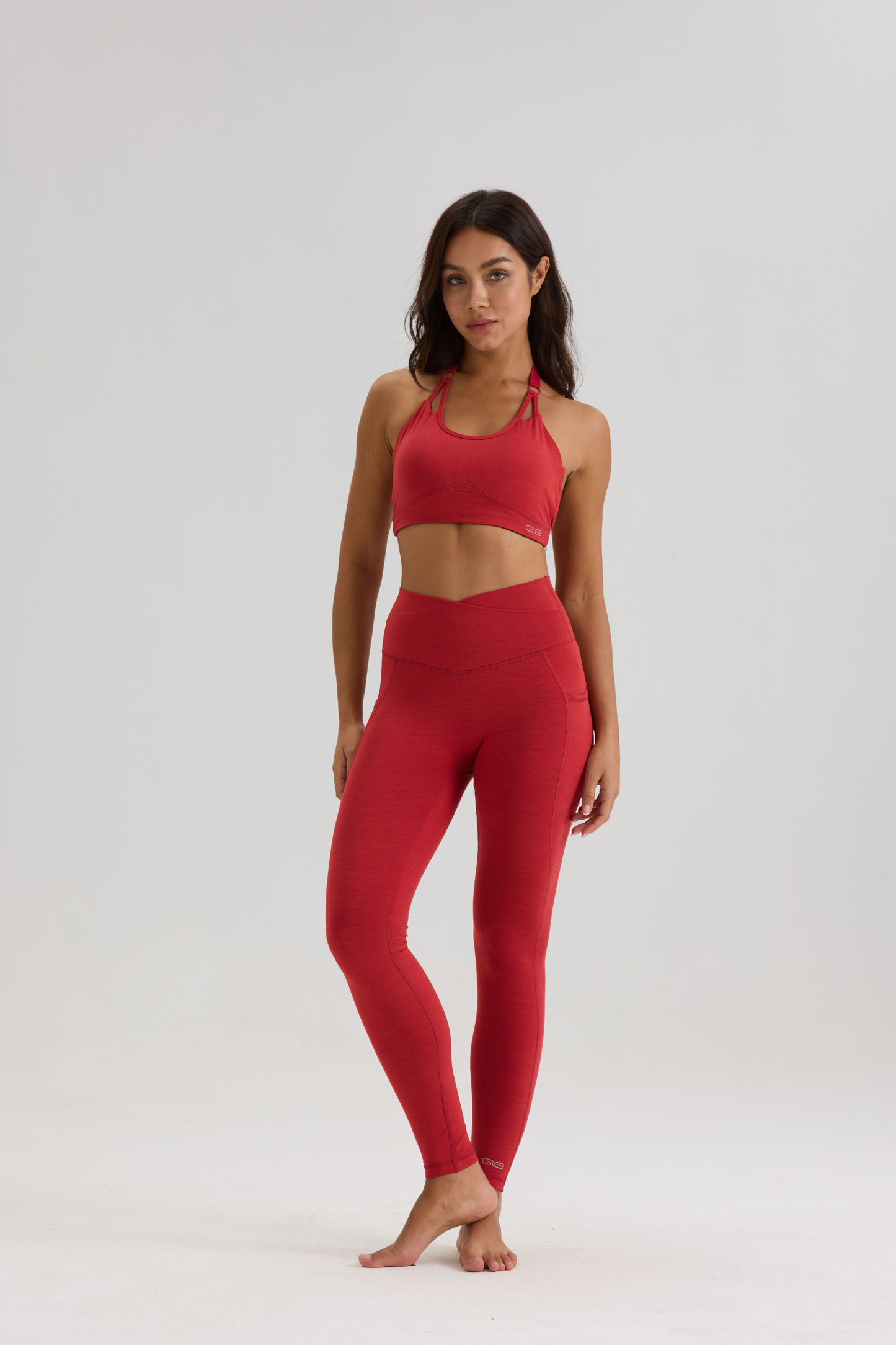 Aggressive Halter Sports Bra in Ruby Red