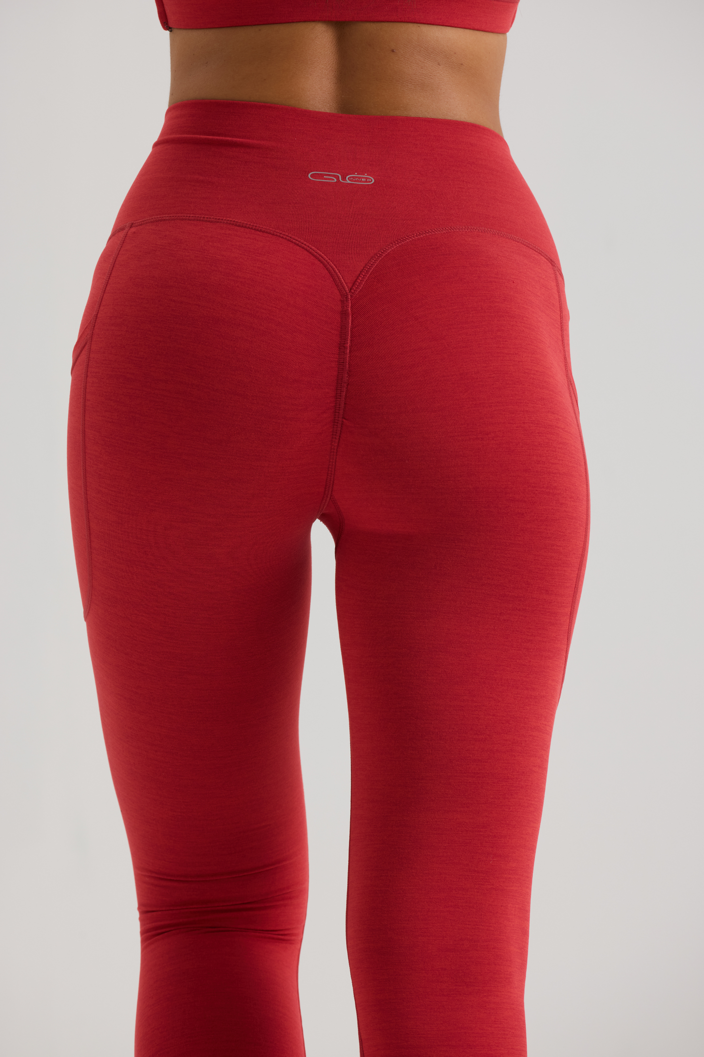 Bliss Cross Invisible Scrunch Leggings with Pockets in Ruby Red