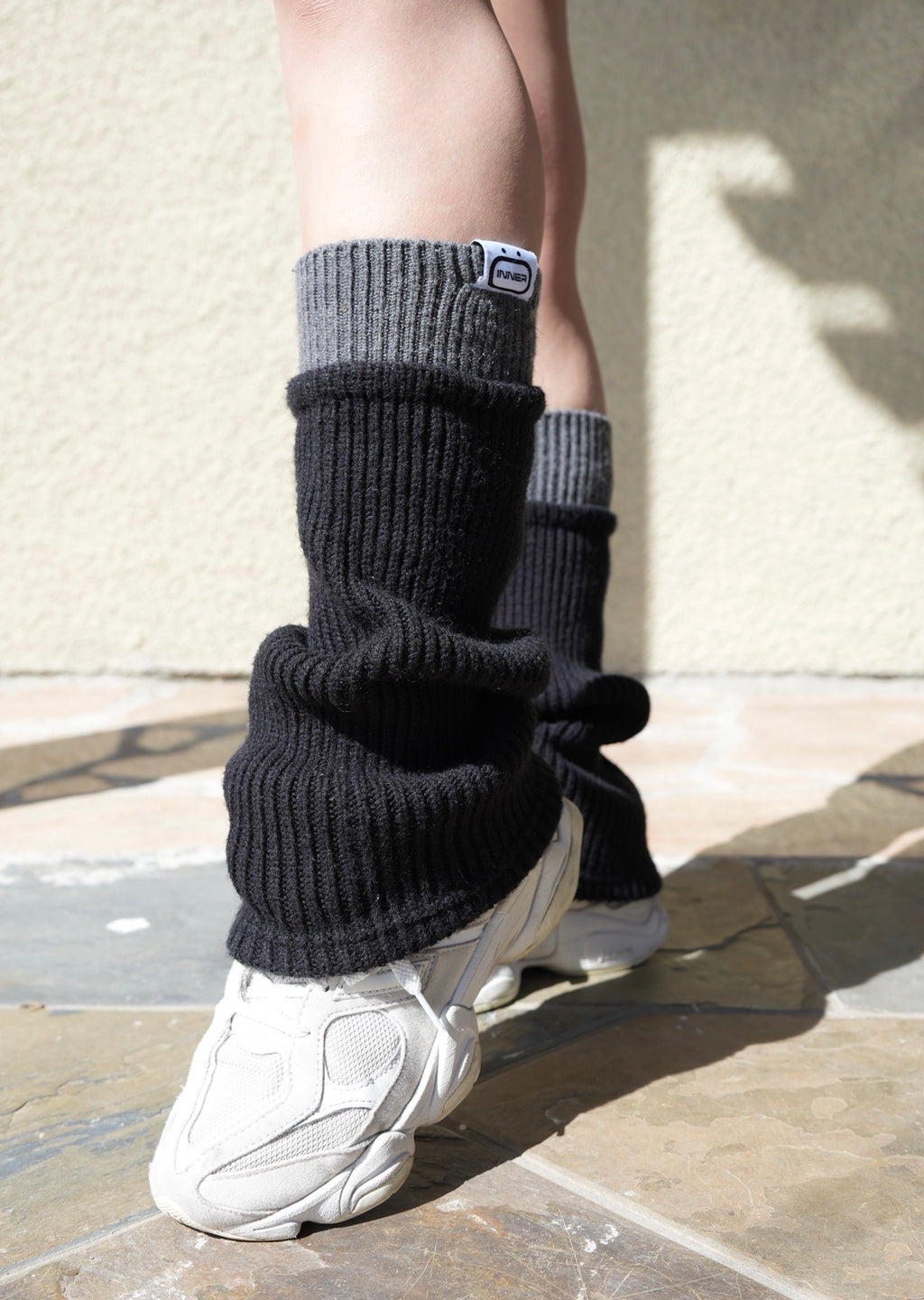 Two Toned Leg Warmer in Iron Split