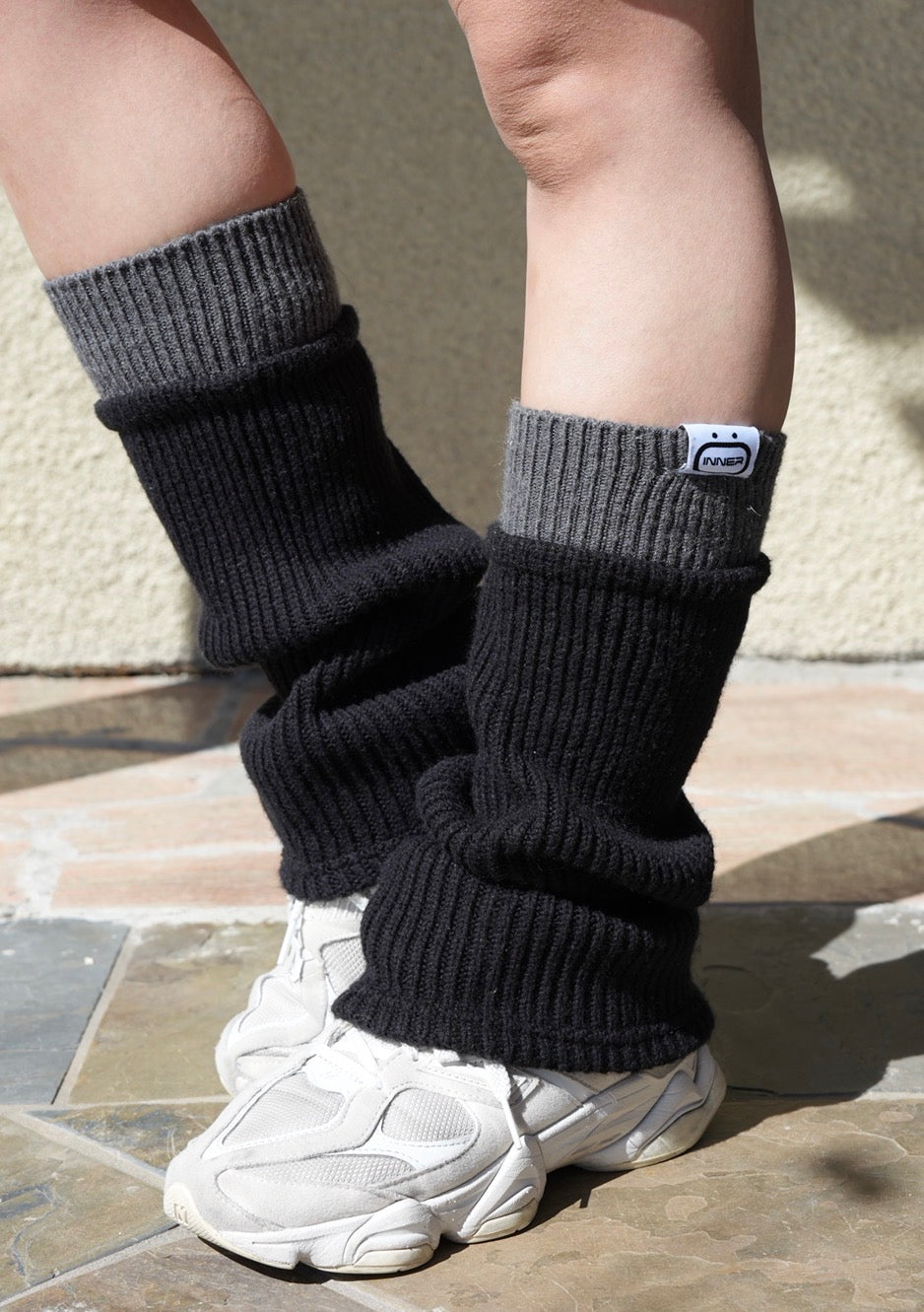 Two Toned Leg Warmer in Iron Split