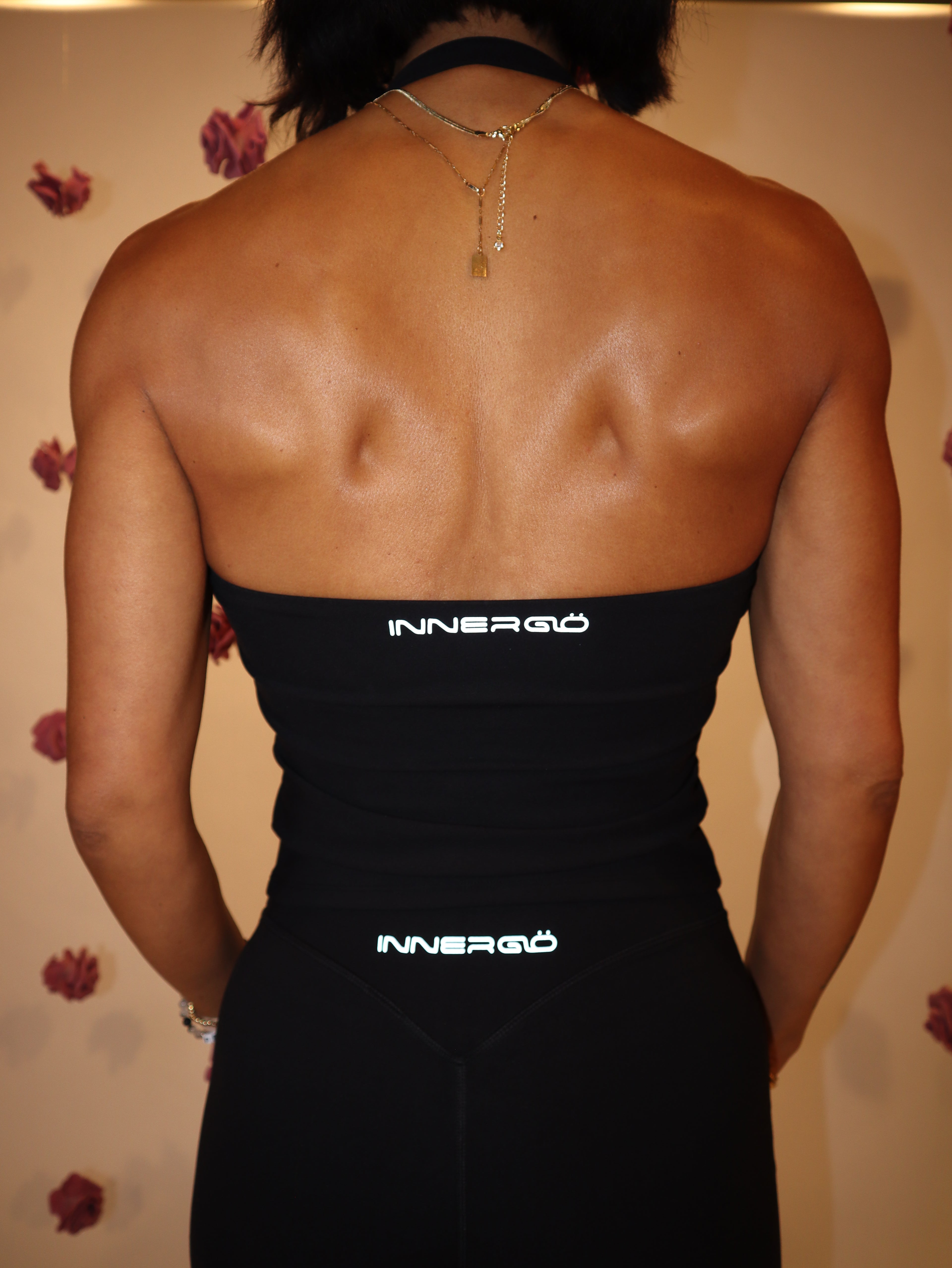 hip length halter in black
