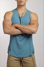 Criss Cut Tank Top in Teal Blue - Inner Glö Apparel