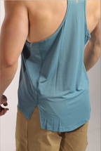Criss Cut Tank Top in Teal Blue - Inner Glö Apparel