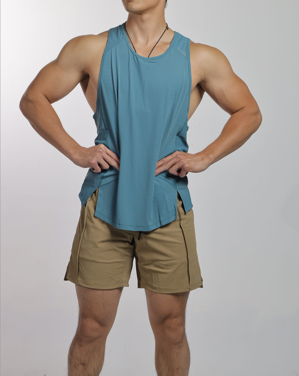 Criss Cut Tank Top in Teal Blue - Inner Glö Apparel