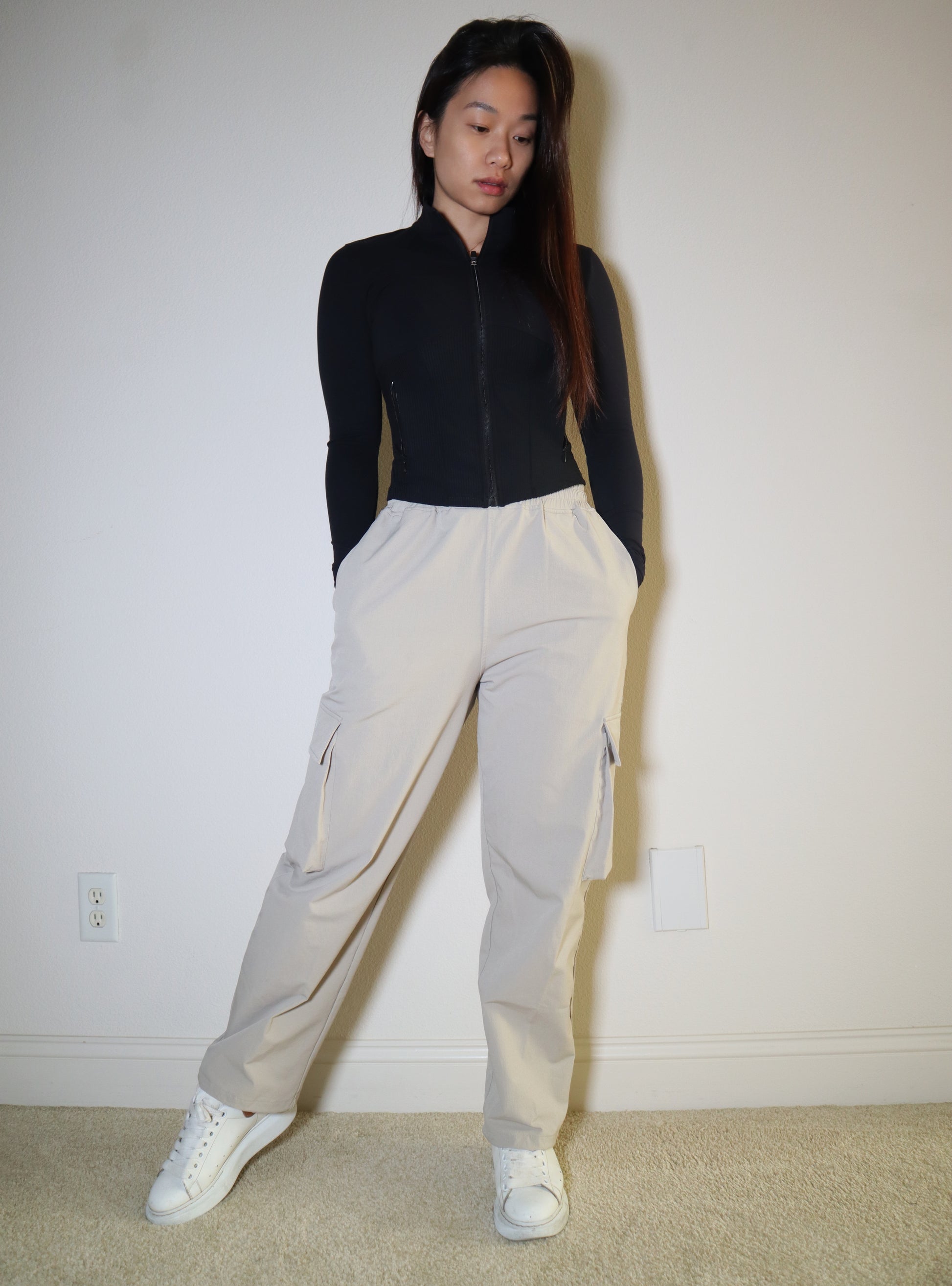 Oversized Cargo Pants in Cream