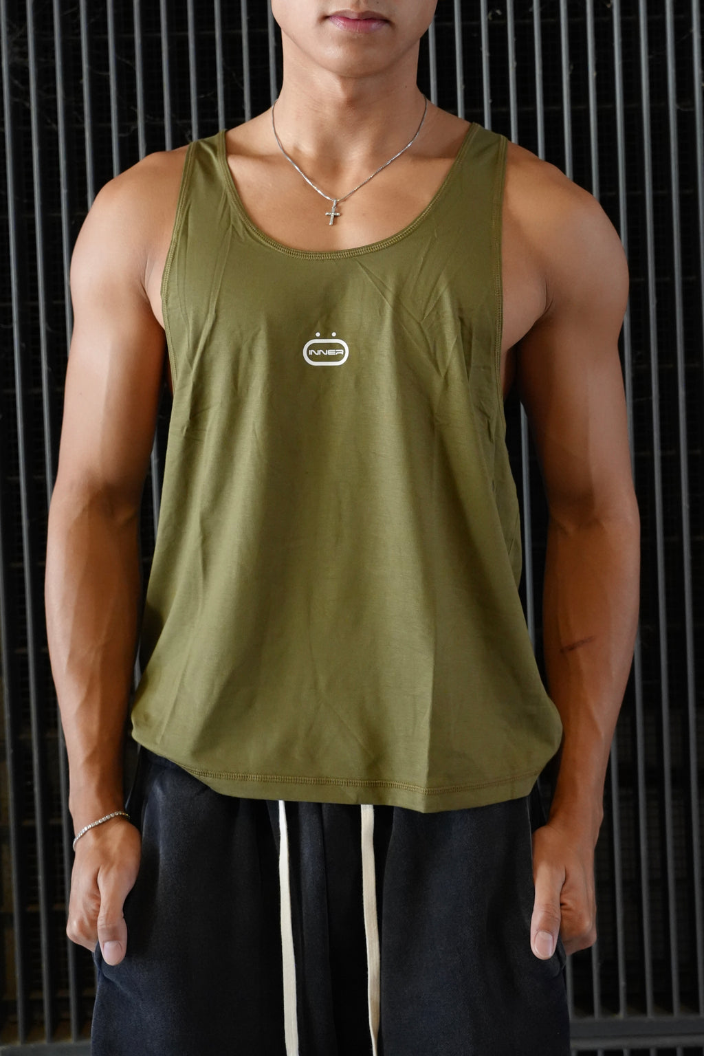 Anti-Leg Day Stringer in Olive Green